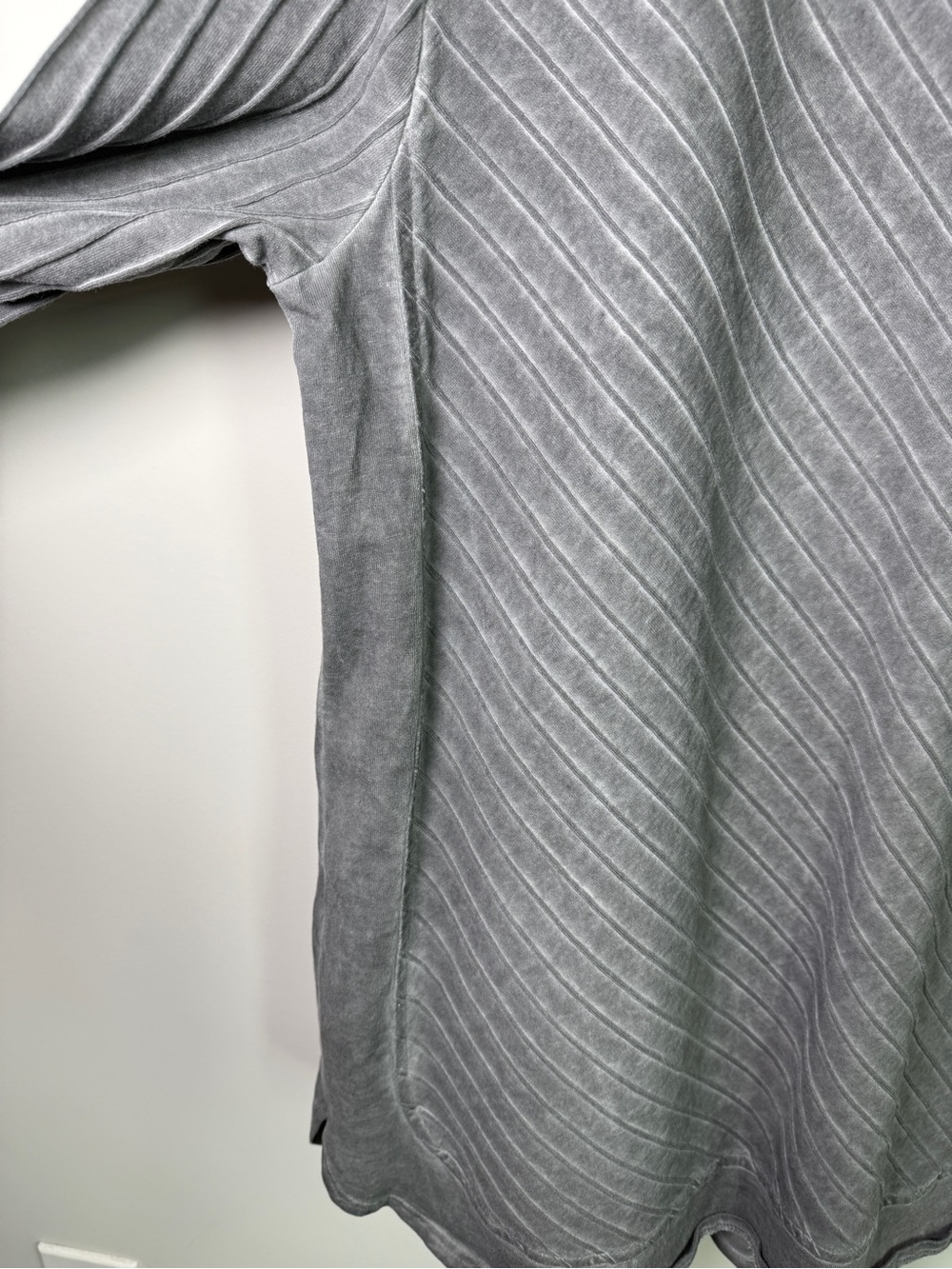 Focus Casual Life Mineral Wash Ribbed Tunic 3/4 Sleeve Gray Lagenlook Cotton M - Picture 5 of 8